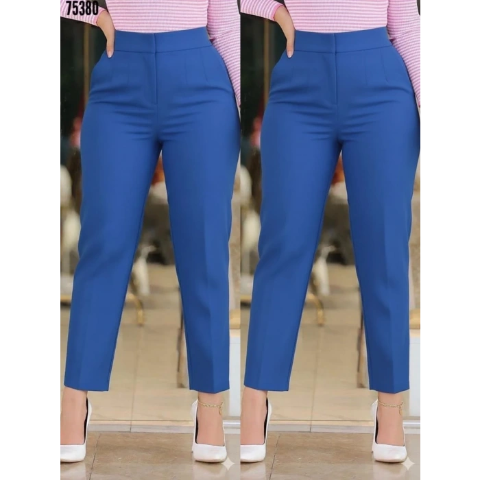 Kadın üste Oturan Paçası Bilek üzerinde Biten Krep Kumaş Pantolon 36 (S) - 50 (5XL)