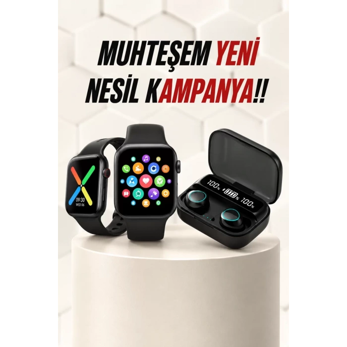 Kaliteli Akıllı Saat ve Kaliteli Bluetooth Kulaklık ANC Özelliği Uzun Pil Ömrü