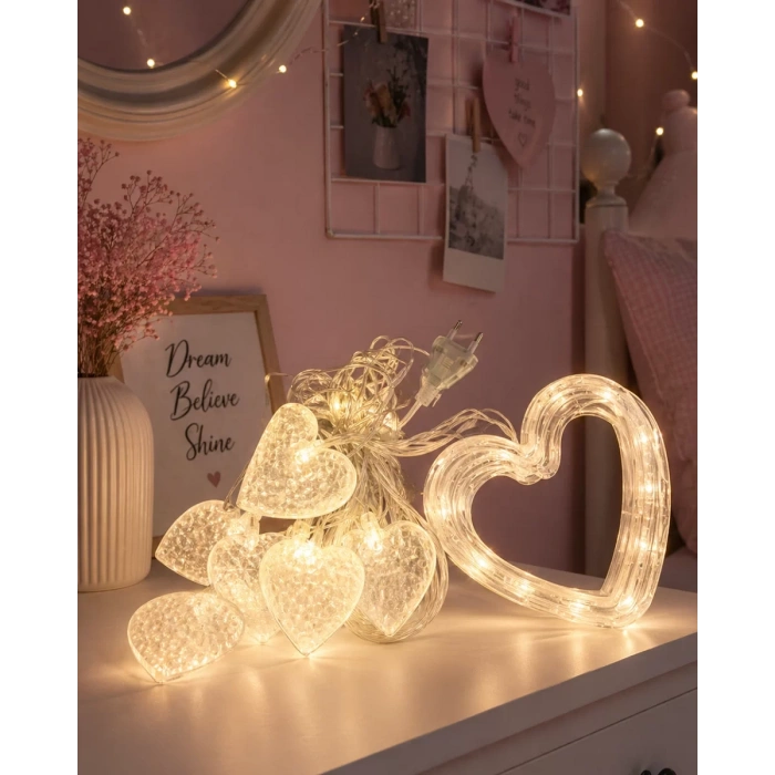 Kalp Figürlü LED Neon Dekor Işığı Romantik Ortam Aydınlatması