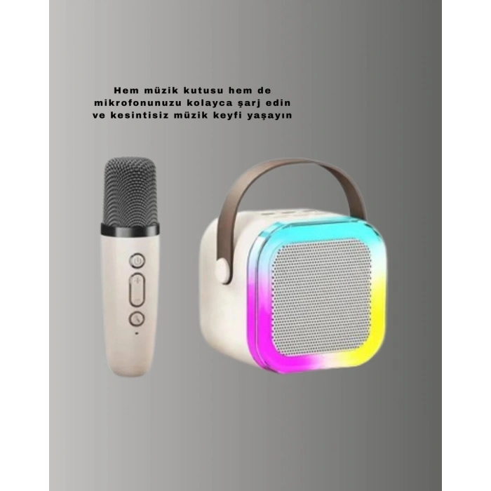 Karaoke Mikrofon Hoparlör Seti Bluetooth Kablosuz Taşınabilir