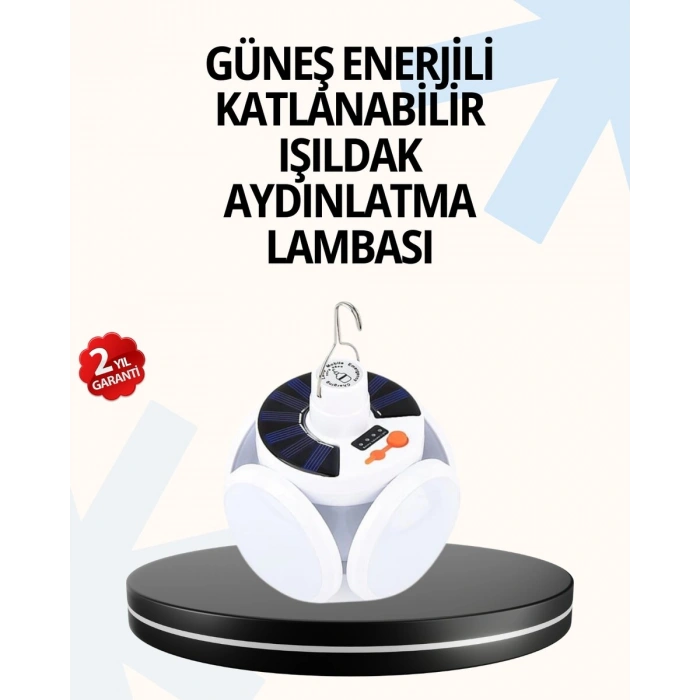 Katlanabilir 5 Kanatlı Solar LED Bahçe ve Kamp Lambası