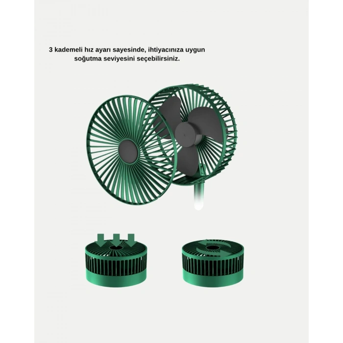 Katlanabilir Şarjlı Mini Fan 3 Kademeli Hız Ayarlı Taşınabilir