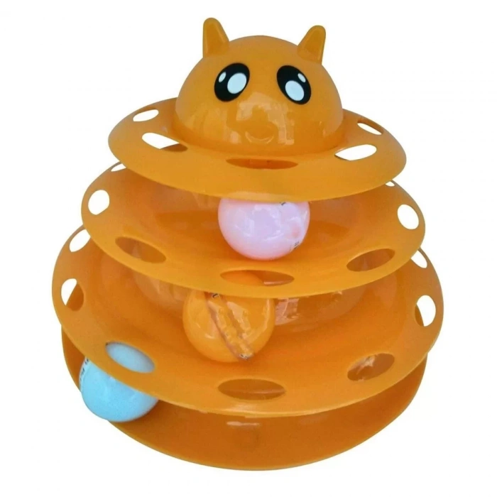 Kedi Başlıklı 3 Katlı Kedi Oyuncağı