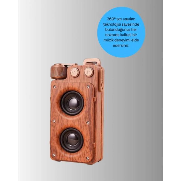 Klasik Görünümlü Bluetooth Hoparlör 360 Derece Stereo ve FM Radyo