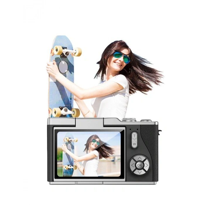 Kompakt 4K Dijital Kamera 48 MP Sensör 8X Zoom Flip Ekran Vlog ve Selfie Uyumlu
