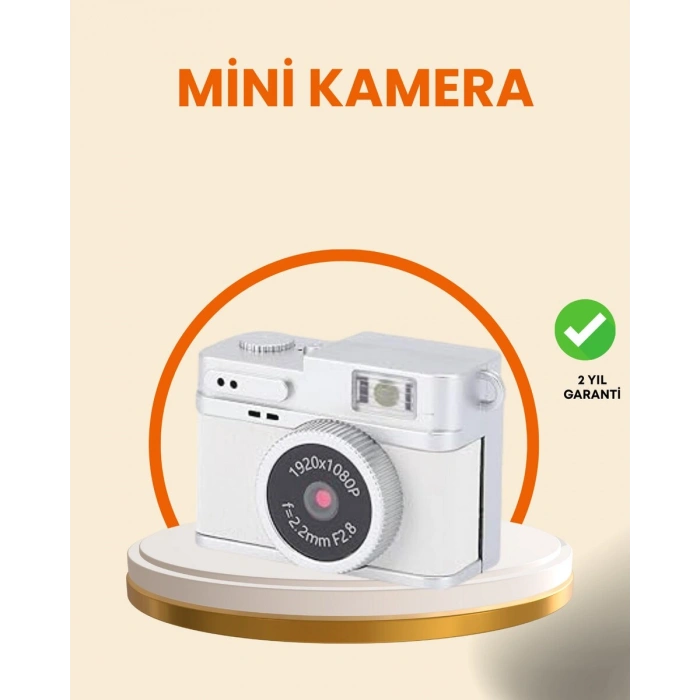 Kompakt Mini Kamera Retro Tasarım 128GB Hafıza 1080P Video