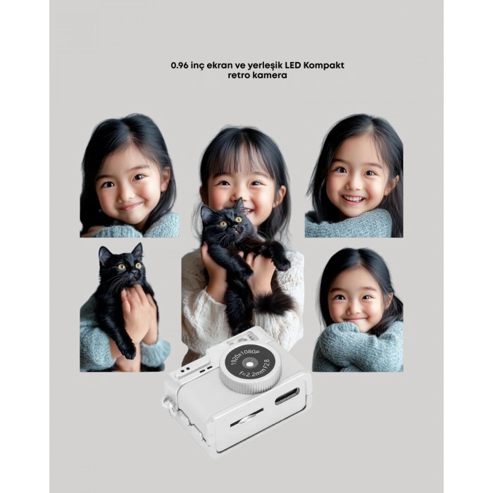 Kompakt Mini Kamera Retro Tasarım 128GB Hafıza 1080P Video