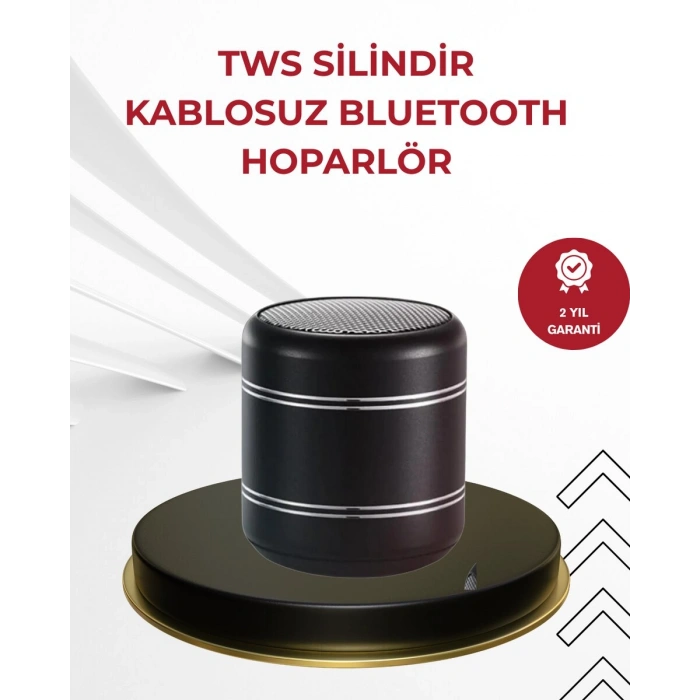 Kompakt Silindir Metal Bluetooth Hoparlör 400 mAh Uzun Pil TWS Destekli