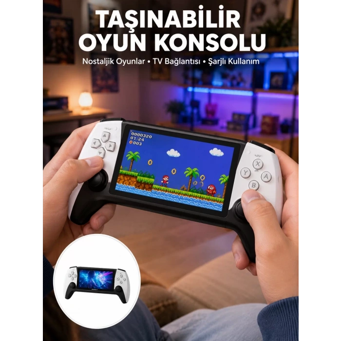 Kompakt ve Hafif Retro Oyun Konsolu 1000 Klasik Oyun Dahil