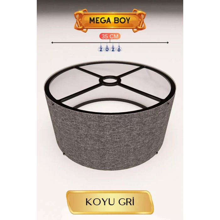 Koyu Gri Lambader Başlığı 35 CM Mega Boy
