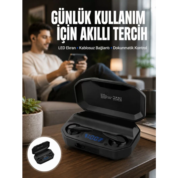 Kulak İçi Bluetooth Kulaklık Rgb Işıklı Çift Mikrofonlu iOS/Android Uyumlu BT 5.2 Yeni Nesil