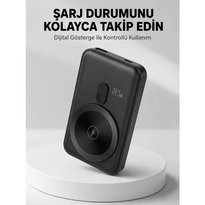 LCD Ekranlı Kablosuz Powerbank Type C ve USB Çıkışlı Yeni Nesil
