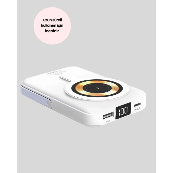 LCD Göstergeli Manyetik Powerbank Type C USB Girişli Yeni Nesil