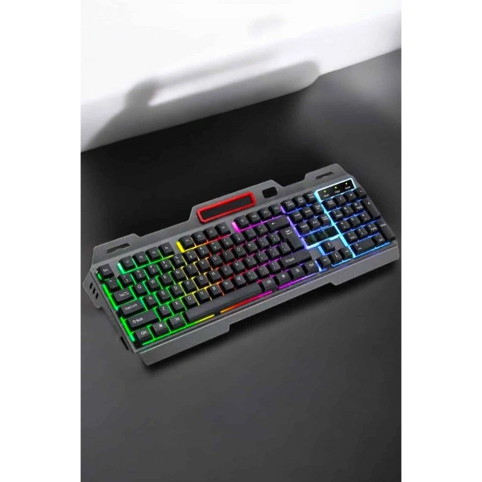 Led Işıklı Oyuncu Klavye Usb Girişli RGB Işıklı Q Klavye Mouse Hediyeli