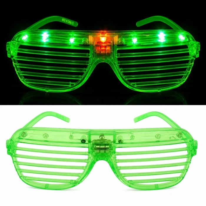 LED Işıklı Panjur Parti Gözlüğü Yeşil Renk Shutter Gözlük