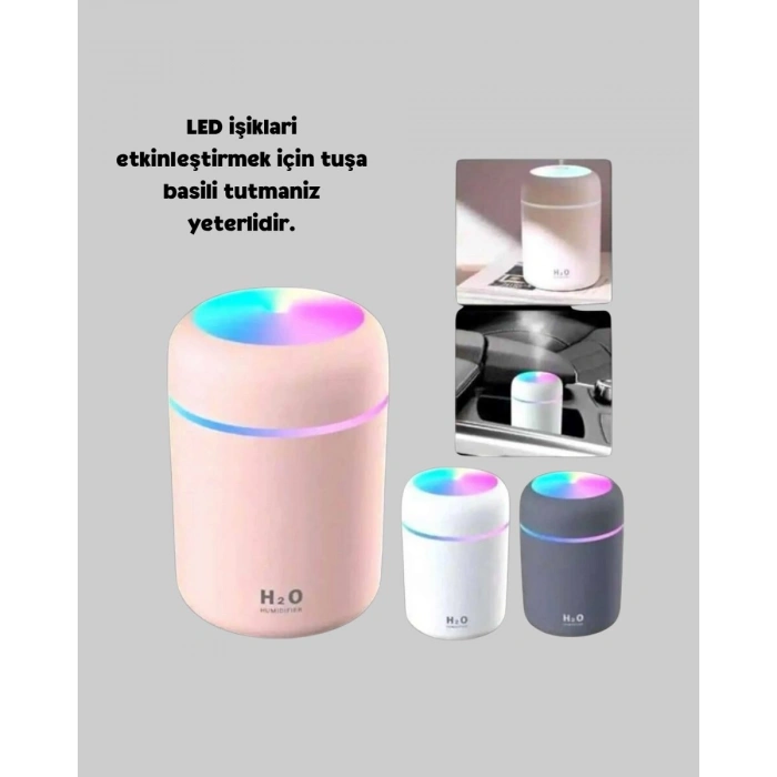LED Işıklı USB Nemlendirici – Sürekli ve Aralıklı Püskürtme Modu