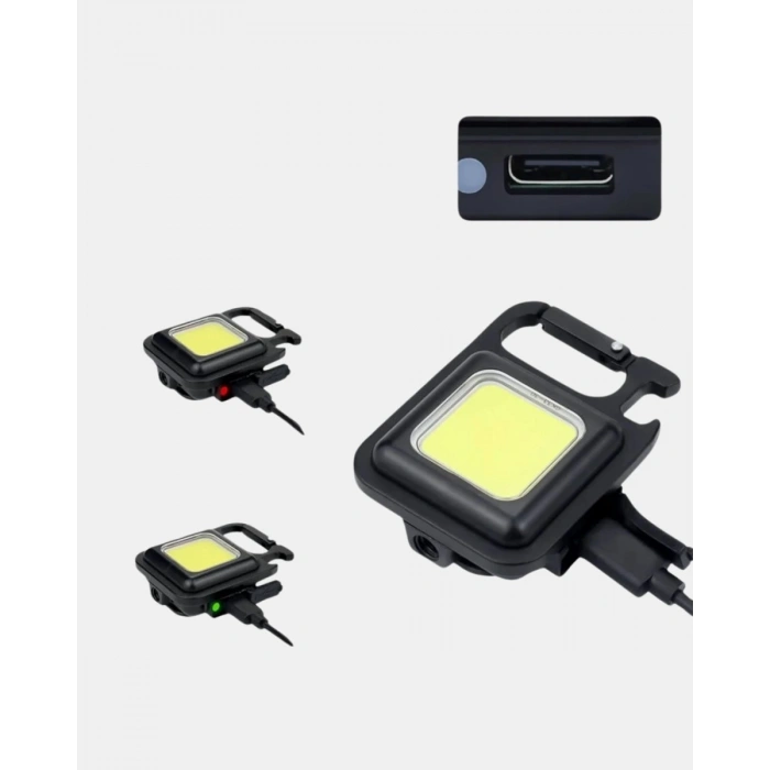 LED Mini Anahtarlık Fener – 1000 Lümen Güçlü Işık ve USB Type-C Şarjlı