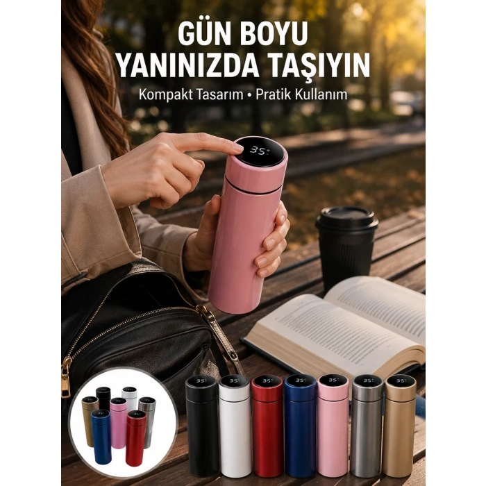 LED Sıcaklık Ölçerli 250 ml Yalıtımlı Termos Şişe Yeni Nesil