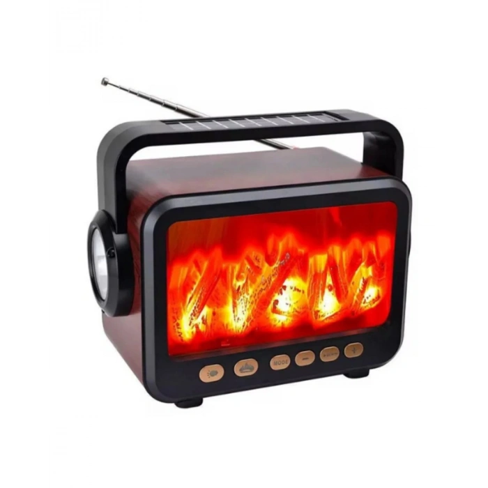 LED Şömine Efektli Kablosuz Hoparlör FM Radyo Müzik Çalar