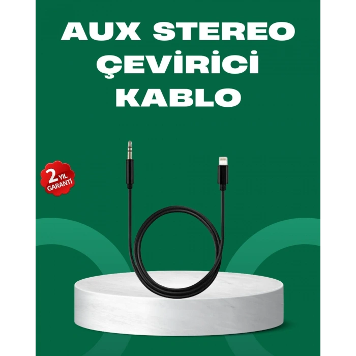 Lightning to 3.5mm Aux Ses Dönüştürücü Kablo 1 Metre Stereo Uyumlu