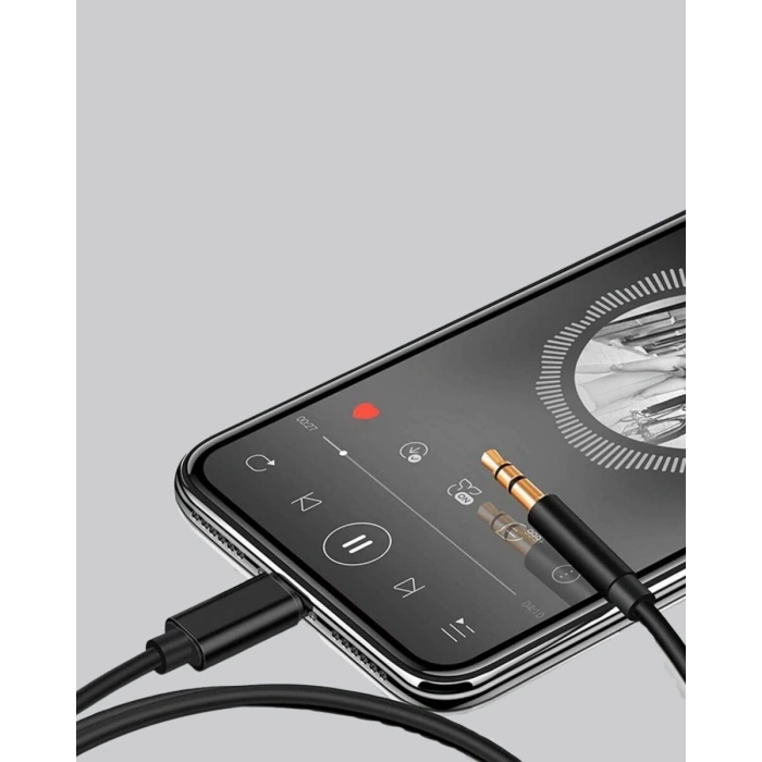 Lightning to 3.5mm Aux Ses Dönüştürücü Kablo 1 Metre Stereo Uyumlu