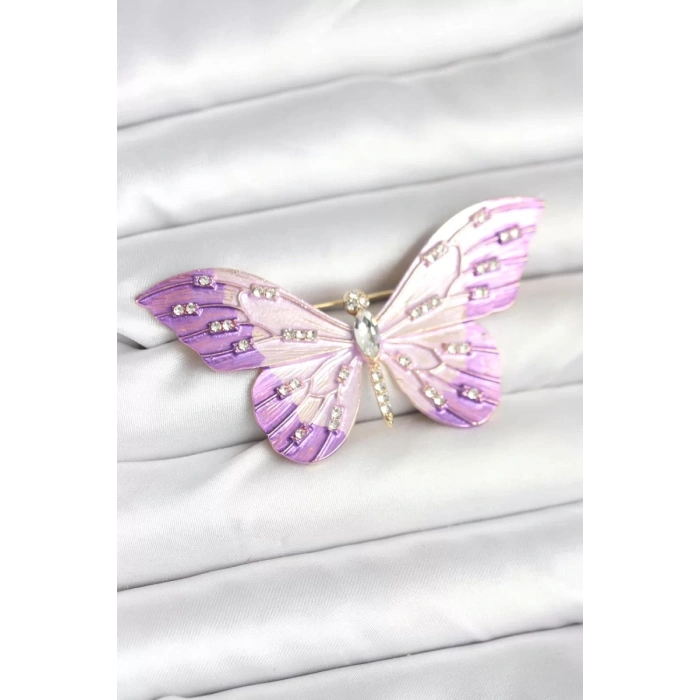 Lila Renk Kelebek Model Broş - TJ-BR465