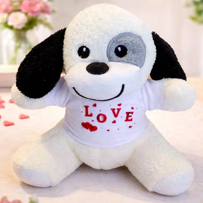 Love Tişörtlü Sevimli Peluş Köpek