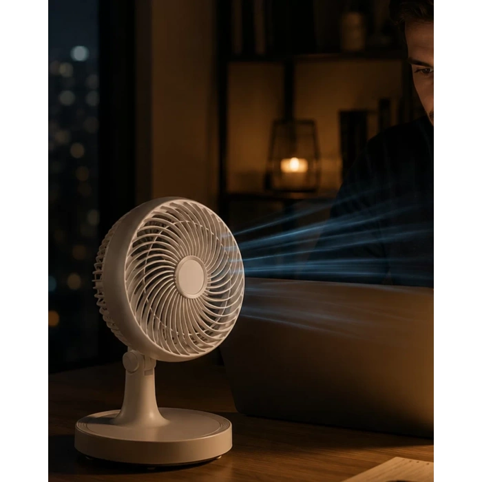 Masaüstü Mini Fan Sessiz Çalışan 2 Hızlı Otomatik Salınımlı Fan