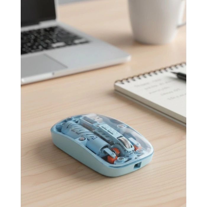 Mavi Kablosuz Mouse Bluetooth ve USB Çift Mod Bağlantılı