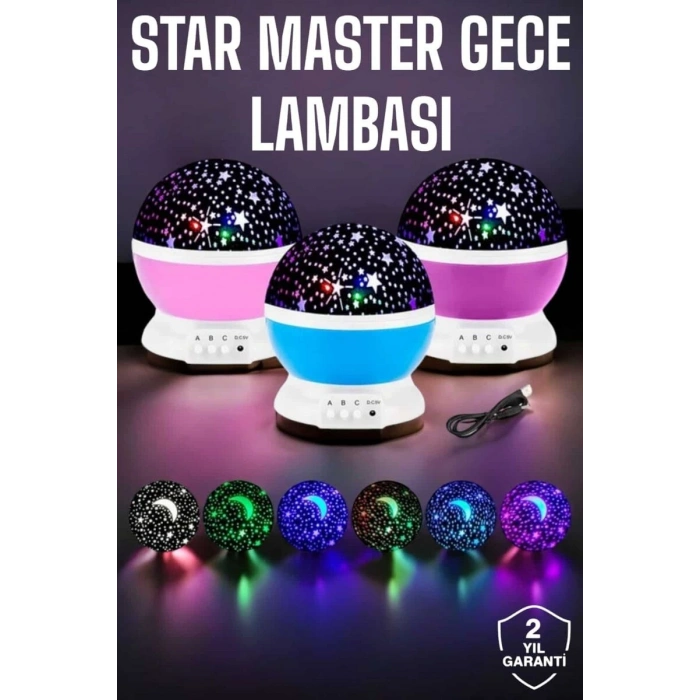 Mavi ve Mor Işıklı Projeksiyon Lambası