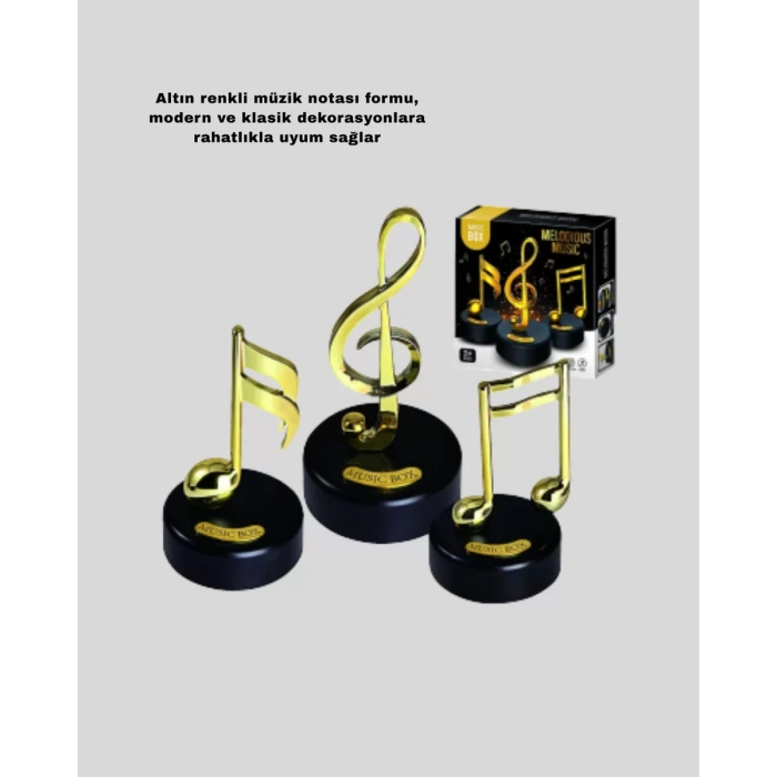 Melodious Music Altın Nota Figürlü Müzik Kutusu Yeni Nesil
