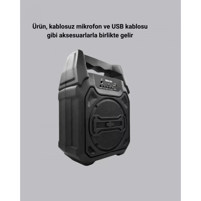 Mikrofonlu Bluetooth Ses Sistemli USB Micro SD FM ve Uzun Pil Ömrü