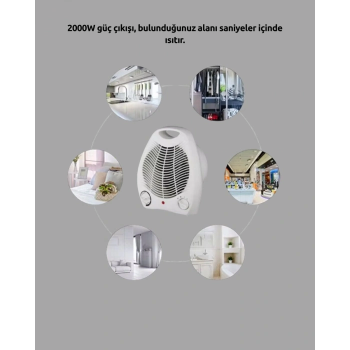 Mini Elektrikli Isıtıcı – 2000W Güç Fanlı Isıtma 3 Isı Modu