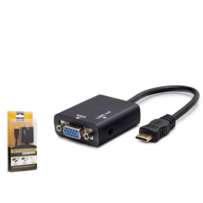 Mini Hdmi To Vga Ses Çıkışlı Görüntü Dönüştürücü - Siyah HDX7762