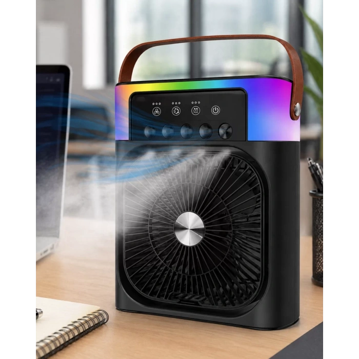 Mini Klima Fan Buharlı Soğutucu RGB Led Işıklı Taşınabilir Masaüstü Fan