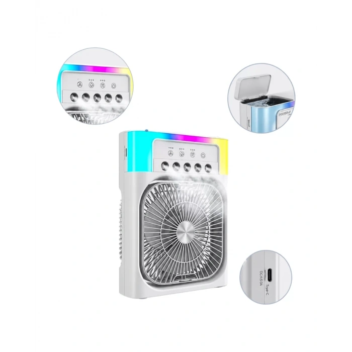 Mini Klima Fan Su Hazneli USB Şarjlı Sessiz Masaüstü Soğutucu