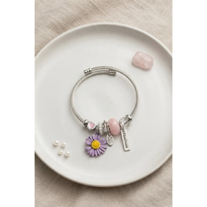 Mor Papatya Charmlı Bileklik TJ-BB8822