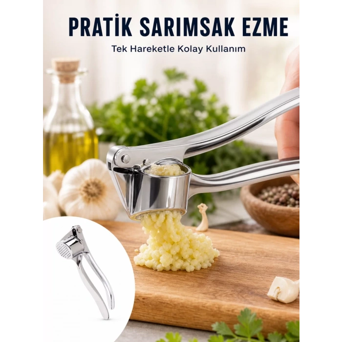 Mutfak Sarımsak Ezici Kaymaz Saplı Güçlü Mekanizma