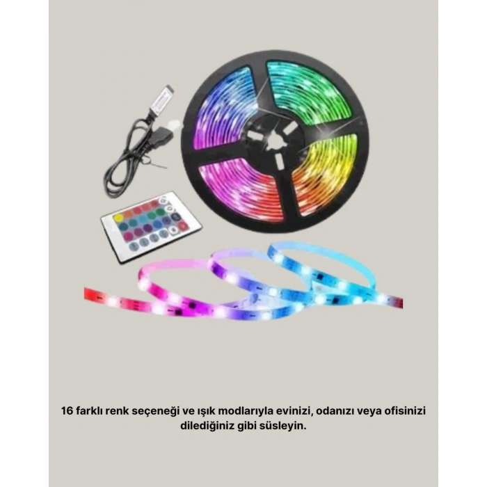 Müziğe Duyarlı Renkli Smart Şerit LED Işık USB Bağlantılı Ambiyans Aydınlatma