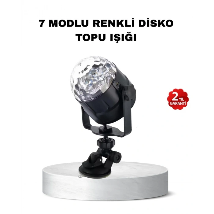 Müzik Ritmine Duyarlı Renkli Disko Topu – 7 Modlu Işıklı Parti Lambası