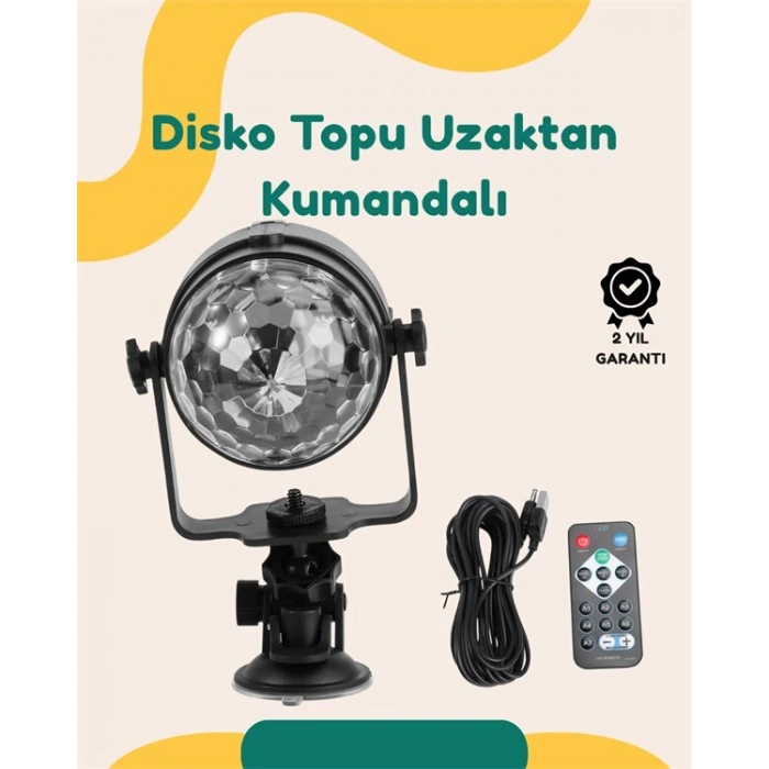 Müzik Ritmine Uyumlu 7 Modlu Renkli Disko Topu Işığı