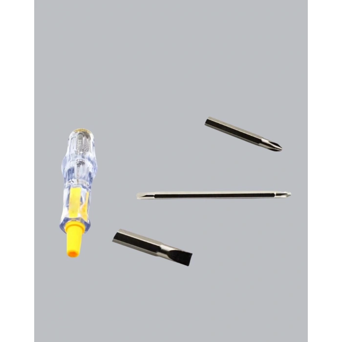Neon Lambalı Elektrik Kontrol Kalemi Nikel Kaplama 110-220V