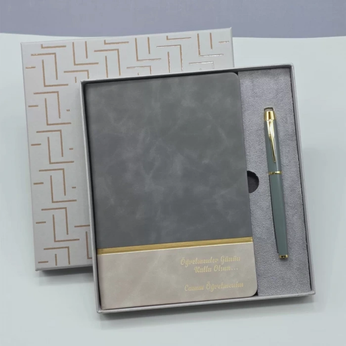 Öğretmenler Gününe Özel Deri Defter Ve Kalem Set