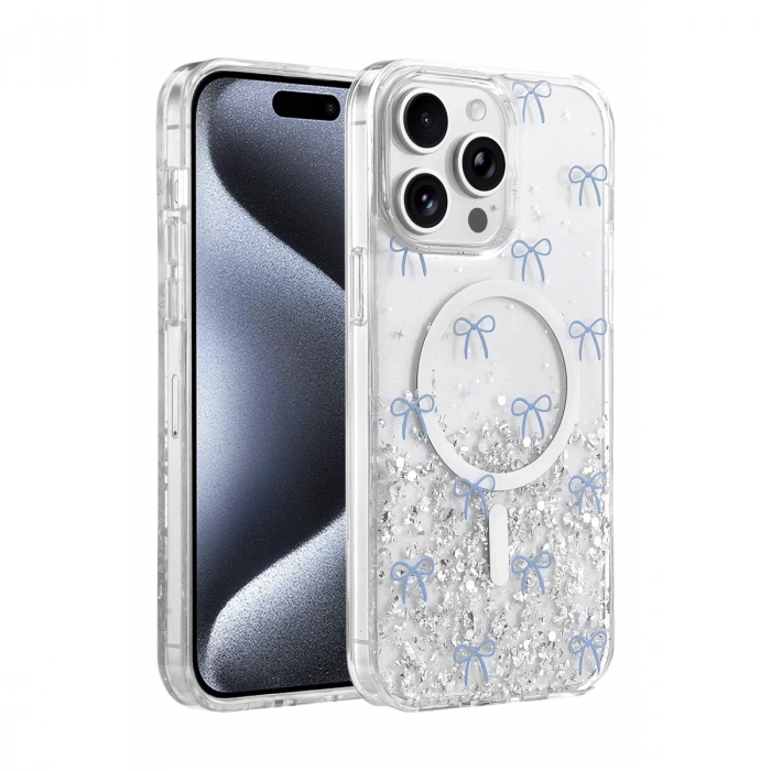 Onegif  İphone 14 Pro Max Misk Simli Magsafe Kapak - Desen 3