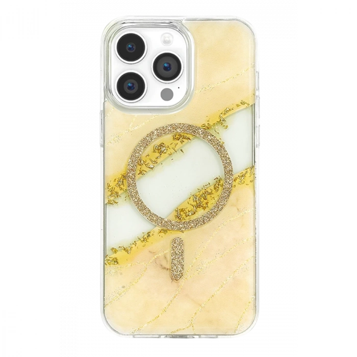 Onegif  İphone 15 Pro Max Lotus Simli Magsafe Kapak - Gümüş