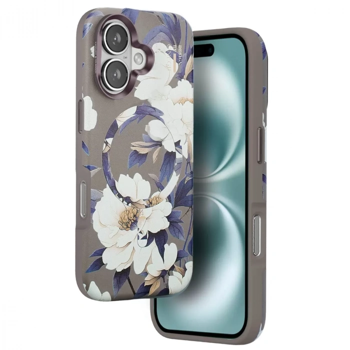 Onegif  İphone 16 Flower Series Magsafe Kapak - Gri