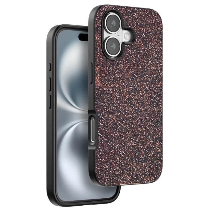Onegif  İphone 16 Plus Bright Simli Kapak - Derin Mor