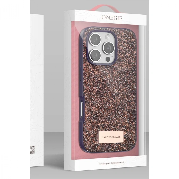 Onegif  İphone 16 Pro Bright Simli Kapak - Siyah