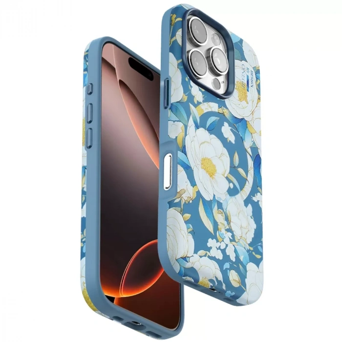 Onegif  İphone 16 Pro Max Flower Series Magsafe Kapak - Mavi