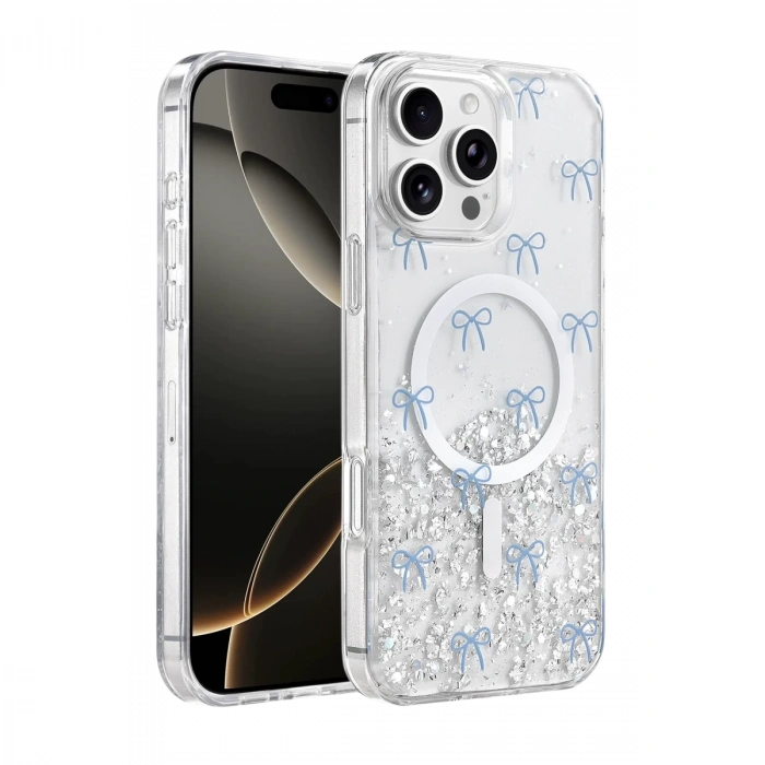 Onegif  İphone 16 Pro Max Misk Simli Magsafe Kapak - Desen 3
